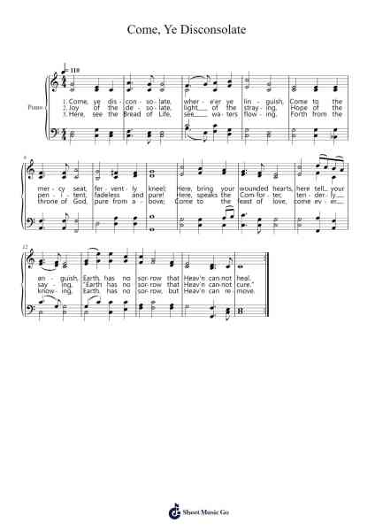 Come, Ye Disconsolate Sheet Music by Samuel Webb, Sr.-Arr.Brongus Chadkiel