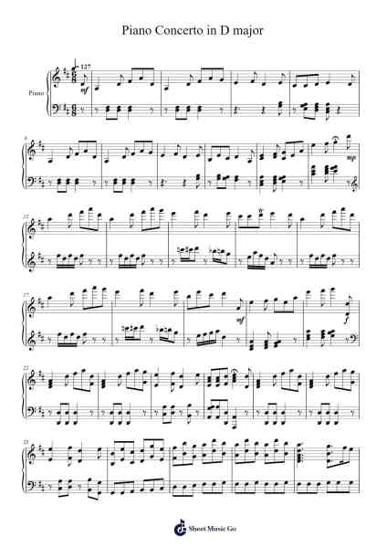 Piano Concerto in D major Sheet Music by Ludwig van Beethoven-Arr.Wayhume Dwightrey