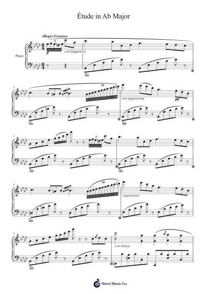 Étude en douze exercices, S.136, No. 9 in Ab Major Sheet Music by Franz Liszt-Arr.Fordtodd