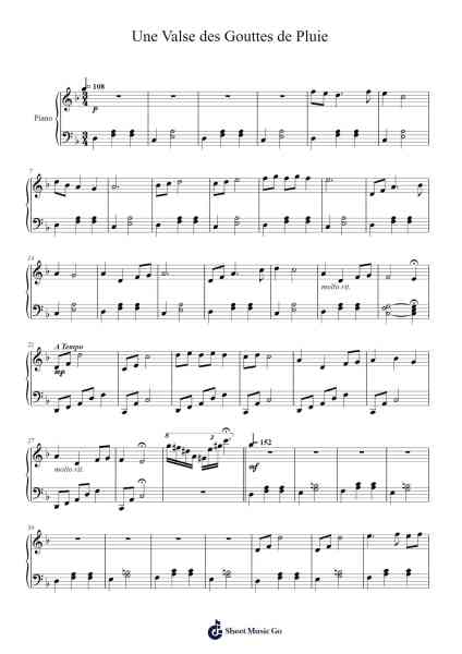 Une Valse des Gouttes de Pluie Sheet Music by Koji Kondo-Arr.Kawar Rusfrank