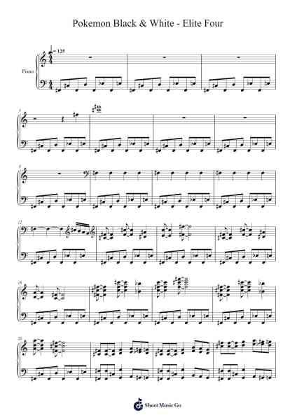 Pokemon Black & White - Elite Four Sheet Music by Pokemon-Arr.Leclair