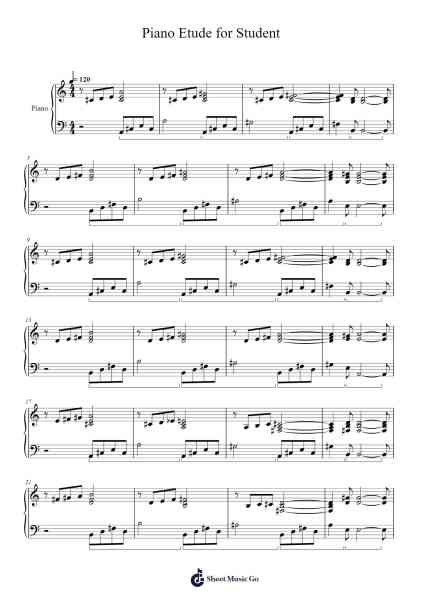 Piano Etude for Student Sheet Music by Masao Aichi-Arr.Bunkyle Wanmia