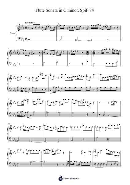 Flute Sonata in C minor, SpiF 84 Sheet Music by Frederick II-Arr.Davebel