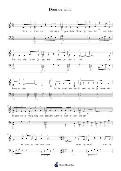 Door de wind Sheet Music by Stef Bos-Arr.Adnia