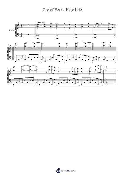 Cry of Fear - Hate Life Sheet Music by Andreas Rönnberg-Arr.Tenings