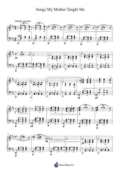 Songs My Mother Taught Me Sheet Music by Anton Dvořák-Arr.Shirvien