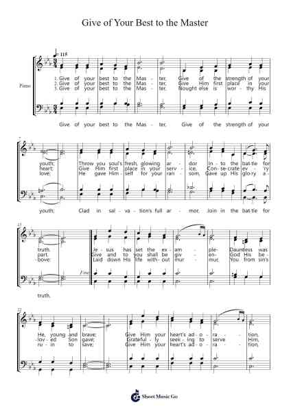 Give of Your Best to the Master Sheet Music by Charlotte A. Barnard-Arr.Glalain Borhys