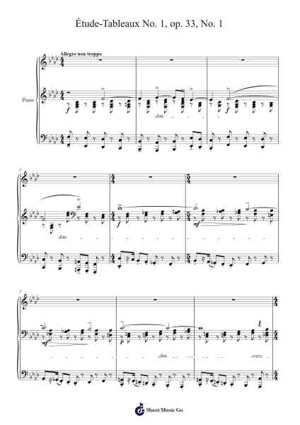 Étude-Tableaux in F Minor, Op. 33, No. 1 Sheet Music by Sergei Rachmaninoff-Arr.Springqe