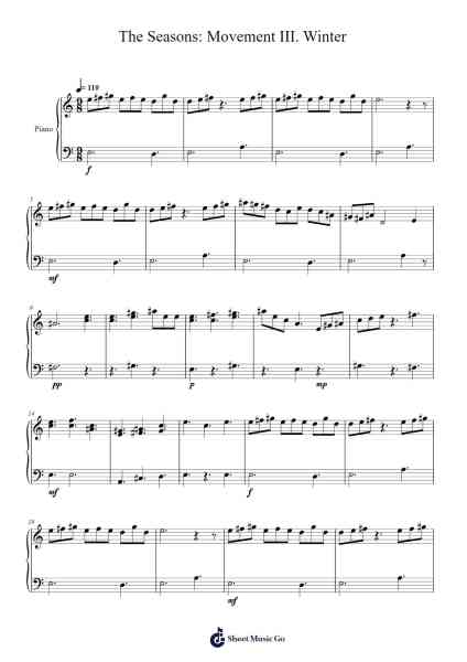 The Seasons: Movement III. Winter Sheet Music by Pauline Calame-Arr.Hewdys