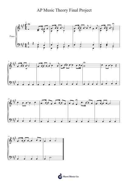AP Music Theory Final Project Sheet Music by Katelyn Downing-Arr.Toutpeg
