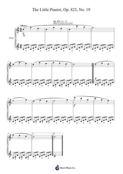 The Little Pianist, Op. 823, No. 19 Sheet Music by Carl Czerny-Arr.Gillnise