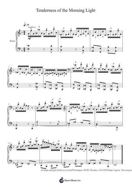 Tenderness of the Morning Light Sheet Music by Toursbur-Arr.Dougtin Vashop