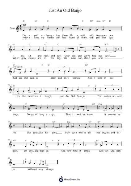 Just An Old Banjo Sheet Music by Rudy Vallee-Arr.Crichriet Hawreen