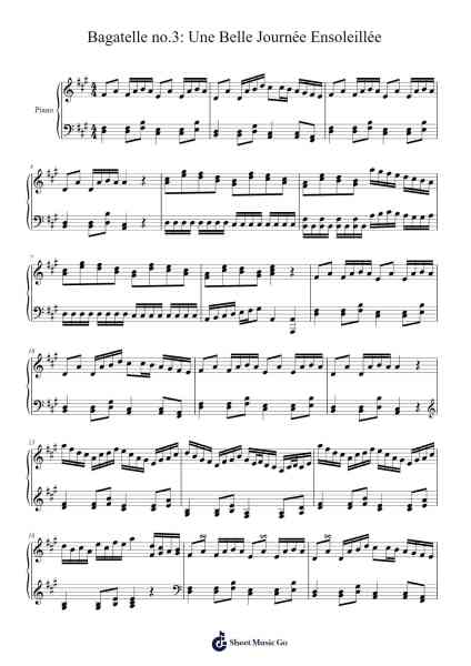 Bagatelle no.3: Une Belle Journée Ensoleillée Sheet Music by Matyas Grof-Arr.Wershop Keyburns