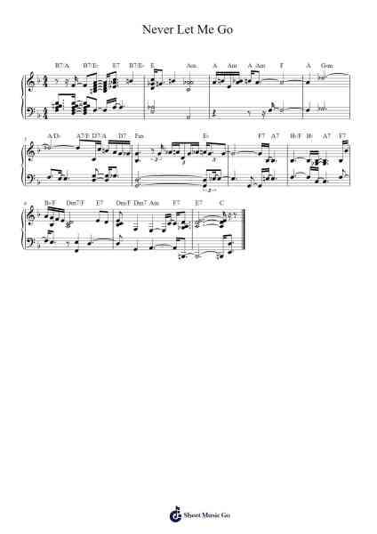 Never Let Me Go Sheet Music by Bill Evans-Arr.Steinter Rooridge