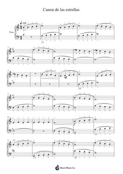 Canon de las estrellas Sheet Music by Antón García Abril-Arr.Beauyule