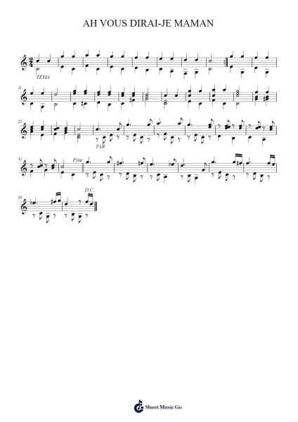 AH VOUS DIRAI-JE MAMAN Sheet Music by Félix Horetzky-Arr.Saslaide Wattvic