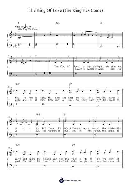 The King Of Love (The King Has Come) Sheet Music by Stuart Townend-Arr.Yetlup Hoybird