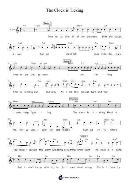 The Clock is Ticking Sheet Music by Alma-Nicole Sossa-Arr.Graril