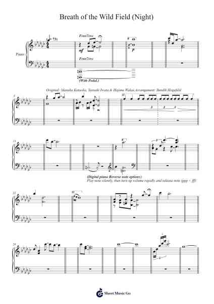 Breath of the Wild Field (Night) Sheet Music by Manaka Kataoka-Arr.Blabott