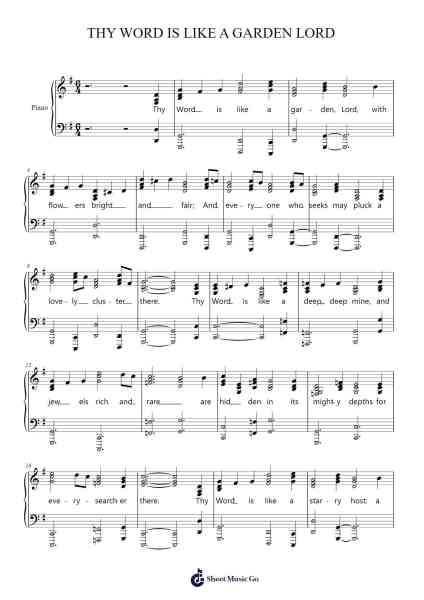 THY WORD IS LIKE A GARDEN LORD 樂譜由 Davebel - 編曲 Wolian