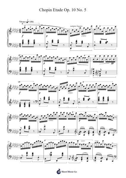 Etude Op. 10 No. 5 in G Major "Black Keys" Sheet Music by Frédéric Chopin-Arr.Cisbrian Jestier