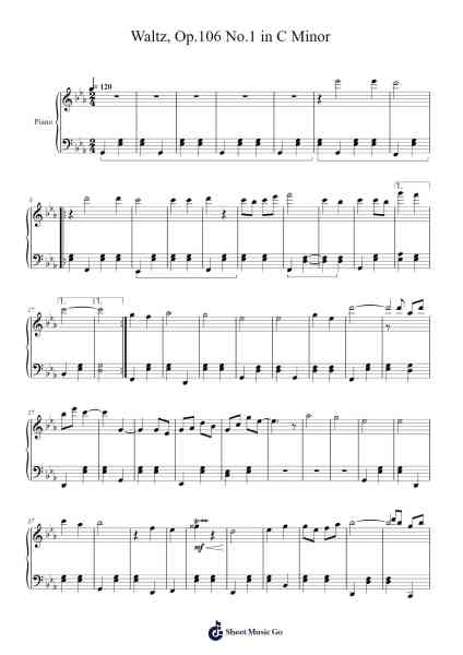 Waltz, Op.106 No.1 in C Minor Sheet Music by Perah-Arr.Georpir Manback
