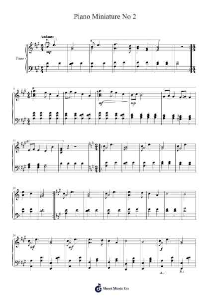 Piano Miniature No. 2, Op. 11 No. 2 Sheet Music by dannyvizuetas1-Arr.Leighruth