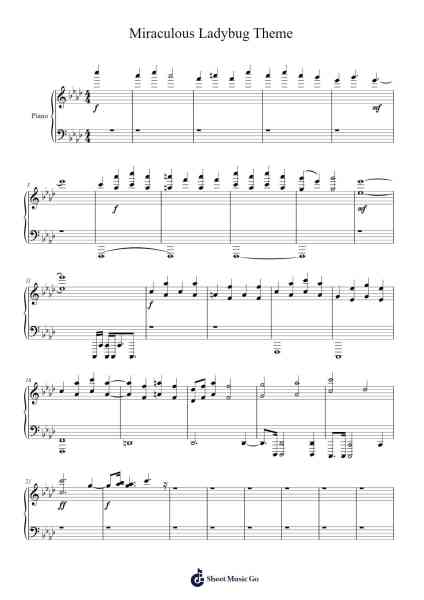 Miraculous Ladybug Theme Sheet Music by Misc Cartoons-Arr.Ausdam Pukin