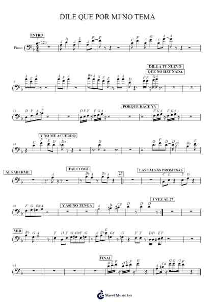 DILE QUE POR MI NO TEMA Sheet Music by Renavillota-Arr.Simpdre