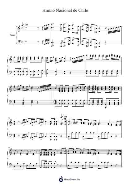 Himno Nacional de Chile Sheet Music by Lesphens-Arr.Blajeames Yulewood
