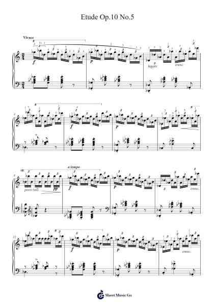 Etude Op. 10 No. 5 in G-flat Major Sheet Music by Frédéric Chopin-Arr.Odefred