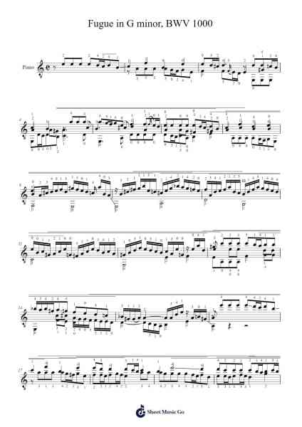 Fugue in G minor, BWV 1000 Sheet Music by Johann Sebastian Bach-Arr.Sinrin Sibylnice