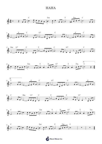 HAHA Sheet Music by Daisaku Ikeda-Arr.Ruthives Sibylxy