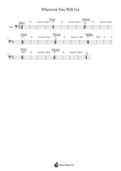 Wherever You Will Go Sheet Music by The Calling-Arr.Wilhelker Croftsdrew