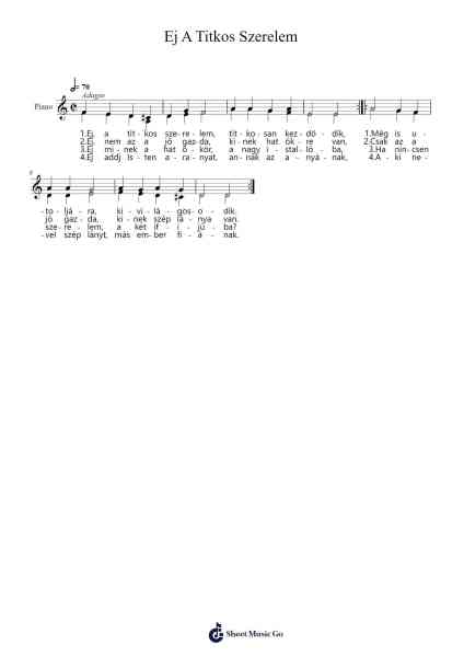 Ej A Titkos Szerelem Sheet Music by Misc Traditional-Arr.Sysham