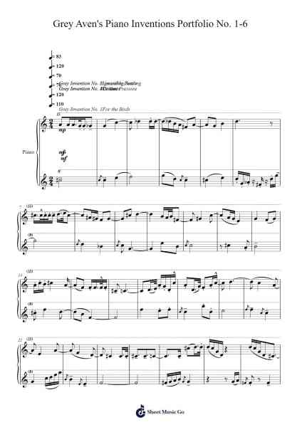 Piano Inventions Portfolio No. 1-6 Sheet Music by Brookmatt-Arr.Earmay