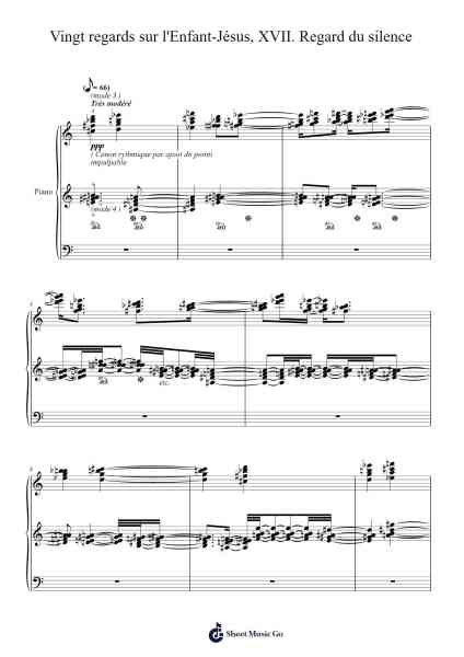 Vingt regards sur l'Enfant-Jésus, XVII. Regard du silence Sheet Music by Olivier Messiaen-Arr.Calthel Chafra