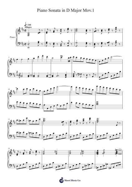 Piano Sonata in D Major, Mov. 1 Sheet Music by Allen Hsu-Arr.Lamshop
