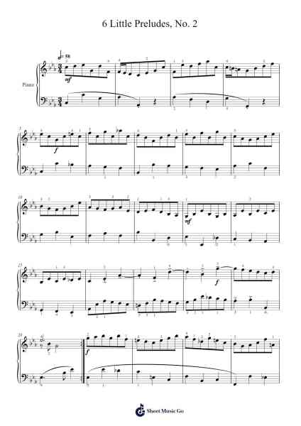 6 Little Preludes, No. 2 Sheet Music by Johann Sebastian Bach-Arr.Oslew Broadchell