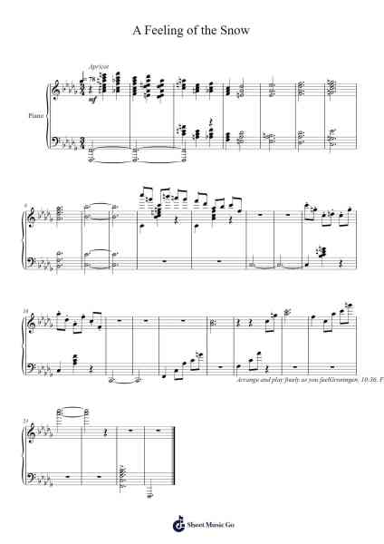 A Feeling of the Snow Sheet Music by yoheikatowwc-Arr.Reyler Poundien