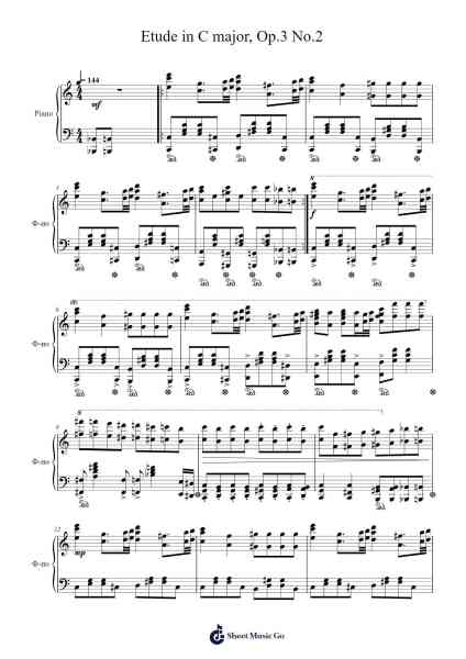 Etude in C Major, Op. 3 No. 2 "Fermata" Sheet Music by Phifox-Arr.Greengrant Darvice