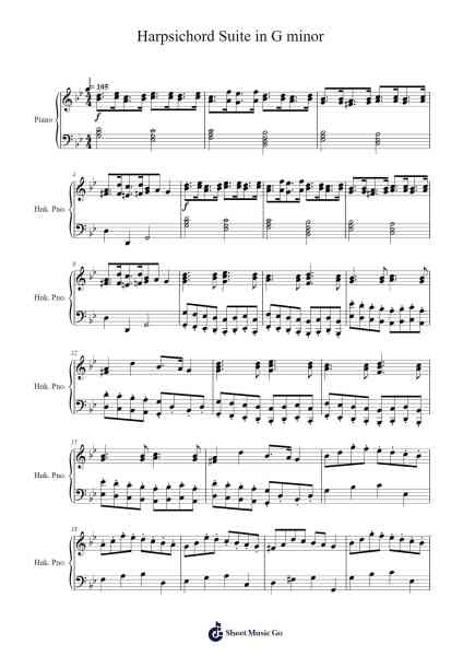 Harpsichord Suite in G minor Sheet Music by George Frideric Handel-Arr.Latckens