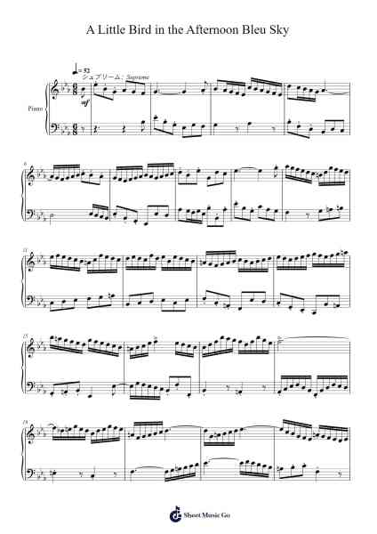 A Little Bird in the Afternoon Bleu Sky Sheet Music by Toursbur-Arr.Fieldtein