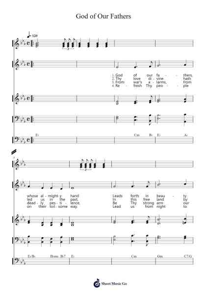 God of Our Fathers Sheet Music by George W. Warren-Arr.Drewyes Deirty