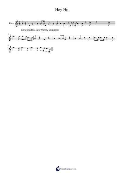 Hey Ho Sheet Music by -Arr.Shawqe Bryy