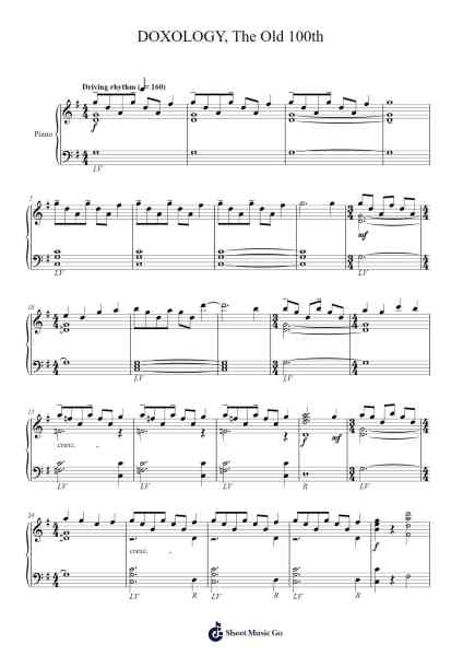 DOXOLOGY, The Old 100th Sheet Music by Misc Praise Songs-Arr.Prittlay