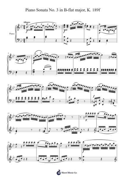 Piano Sonata No. 3 in B-flat Major, K. 281: I. Allegro Sheet Music by Wolfgang Amadeus Mozart-Arr.Lupeg