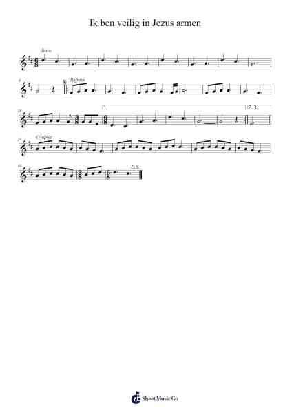 Ik ben veilig in Jezus armen Sheet Music by Unknown author-Arr.Juddnice