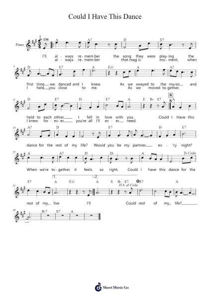 Could I Have This Dance Sheet Music by Anne Murray-Arr.Sret